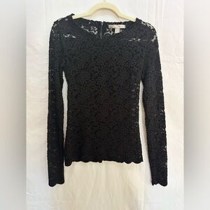 Forever 21 Long Sleeve Sheer Floral Lace Top size S